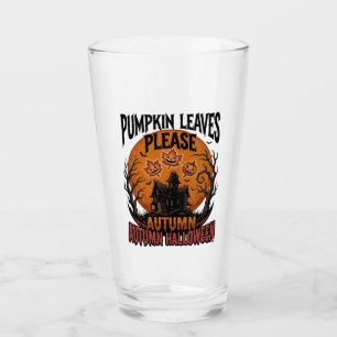 Autumn Pumpkin Shirt With Vintage Spooky Fall Leav Glass