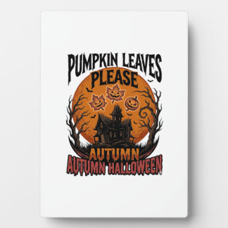 Autumn Pumpkin Shirt With Vintage Spooky Fall Leav Plaque