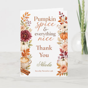 Autumn Pumpkin Spice Bridal Shower Thank You Card