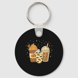 Autumn Pumpkin Spice Latte Coffee Halloween Fall Key Ring