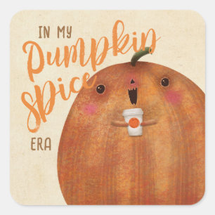 Autumn Pumpkin Spice Latte Halloween Fall Square Sticker