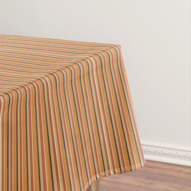 Autumn Pumpkin Spice Stripes of Colour Tablecloth (In Situ)