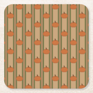 Autumn Pumpkin Square Paper Coaster