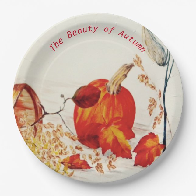 Autumn Pumpkin Still Life ~ Paper Plates (Front)