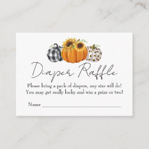 Autumn Pumpkin Sunflower Baby Shower Diaper Raffle Enclosure Card