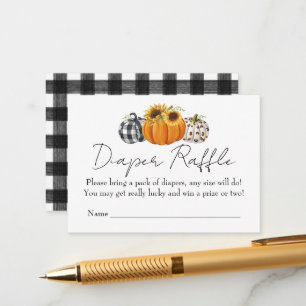 Autumn Pumpkin Sunflower Baby Shower Diaper Raffle Enclosure Card