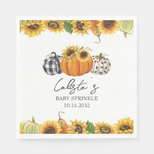 Autumn Pumpkin & Sunflower Baby Sprinkle Napkin