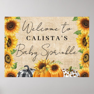 Autumn Pumpkin Sunflower Baby Sprinkle Welcome Poster