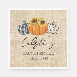 Autumn Pumpkin Sunflower Burlap Baby Sprinkle Napkin