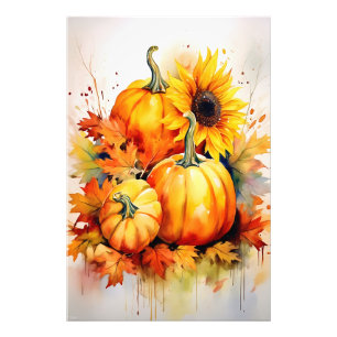 Autumn Pumpkin & Sunflower Photo Print