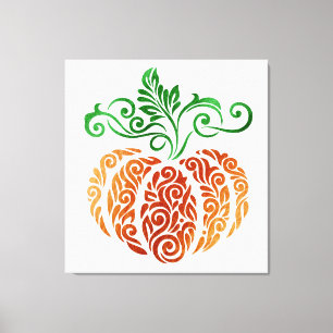 Autumn Pumpkin Swirl Canvas Print