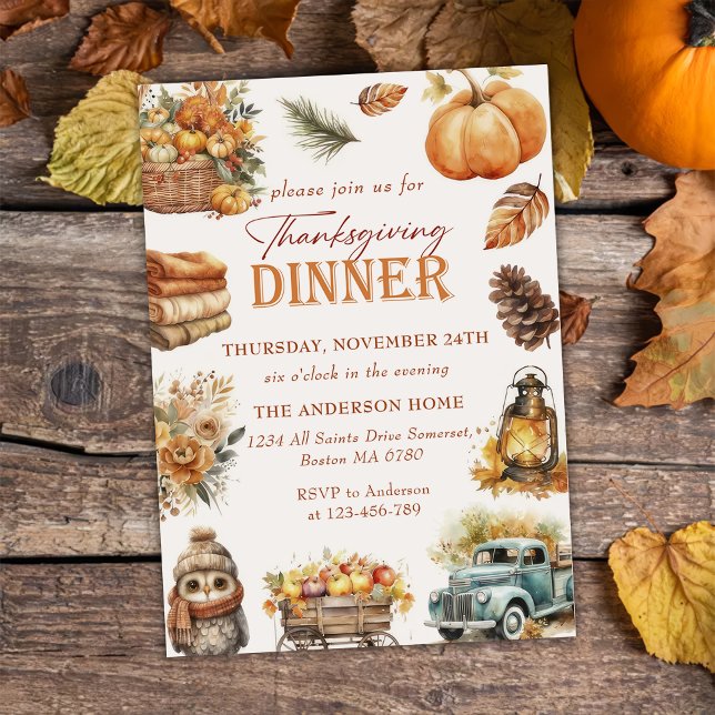 Autumn Pumpkin Thanksgiving Dinner Invitation (Creator Uploaded)