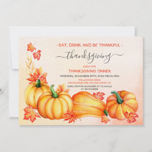 Autumn Pumpkin Thanksgiving Dinner Invitation