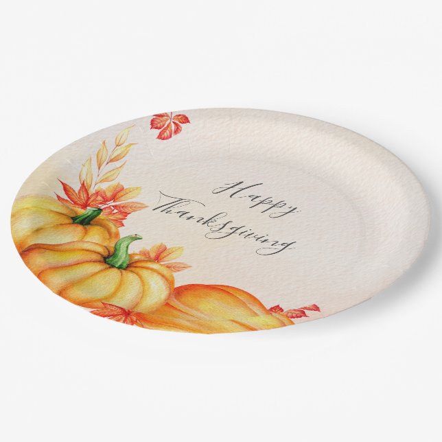 Autumn Pumpkin | Thanksgiving Paper Plate (Angled)