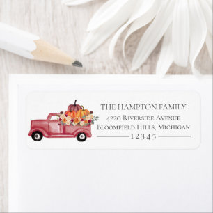 Autumn Pumpkin Truck Floral Fall Return Address