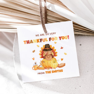 Autumn Pumpkin Turkey Thanksgiving Square Favour Tags
