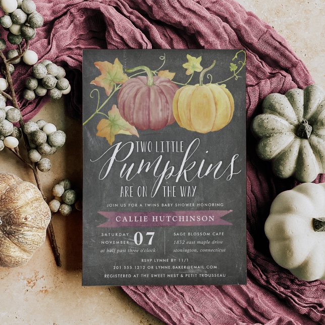 Autumn Pumpkin | Twins Baby Shower Invitation (Creator Uploaded)