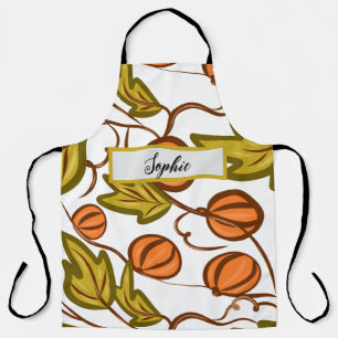 Autumn Pumpkin Vines Personalised Name Apron