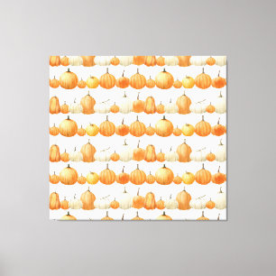 Autumn Pumpkin: Watercolor Illustration Pattern Canvas Print