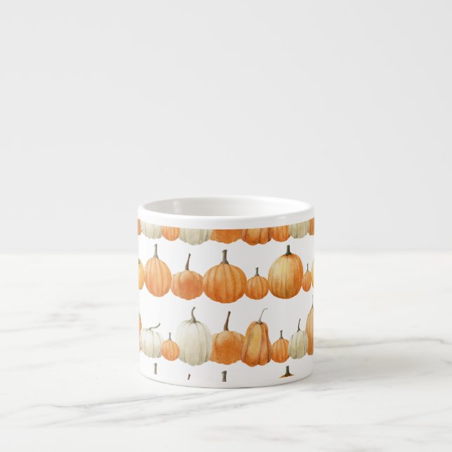 Autumn Pumpkin: Watercolor Illustration Pattern Espresso Cup (Front)