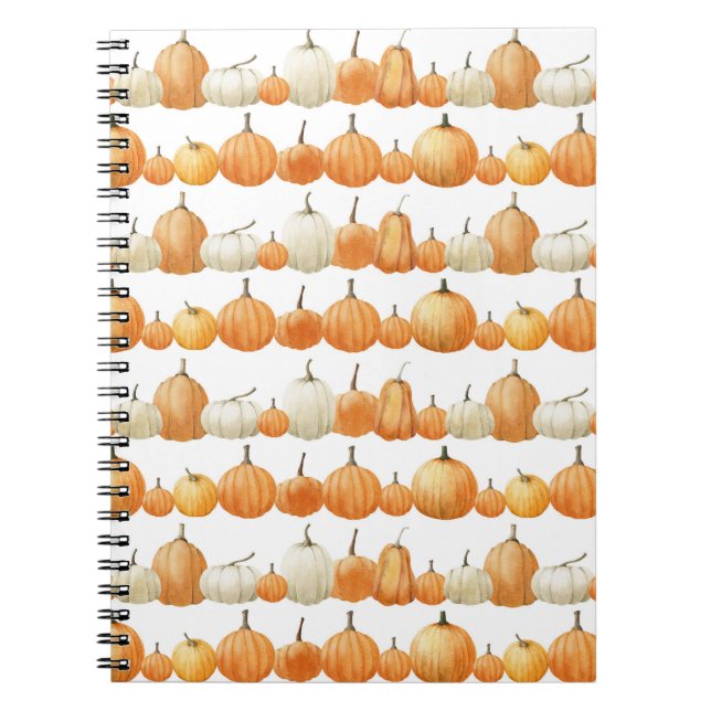 Autumn Pumpkin: Watercolor Illustration Pattern Notebook (Front)
