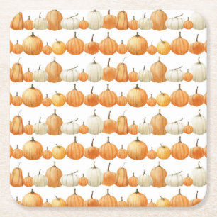 Autumn Pumpkin: Watercolor Illustration Pattern Square Paper Coaster