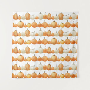 Autumn Pumpkin: Watercolor Illustration Pattern Tapestry