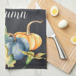 Autumn Pumpkin Watercolor Rustic Chalkboard Tea Towel