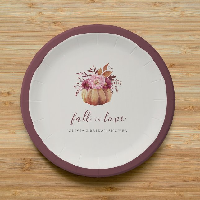 Autumn Pumpkin & Wildflowers Fall Bridal Shower Paper Plate (Creator Uploaded)