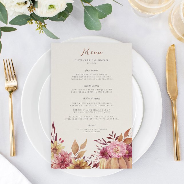 Autumn Pumpkin & Wildflowers Fall Event Menu (Creator Uploaded)