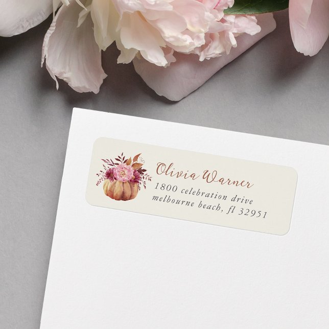Autumn Pumpkin & Wildflowers Fall Return Address (Creator Uploaded)