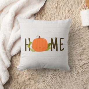 Autumn Pumpkin With Home Text Cushion