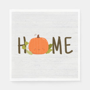 Autumn Pumpkin With Home Text Napkin
