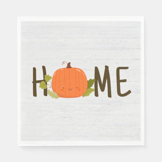Autumn Pumpkin With Home Text Napkin (Front)