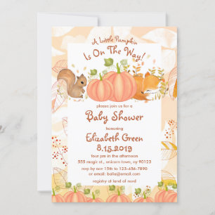 Autumn Pumpkin Woodland Baby Shower Invitations