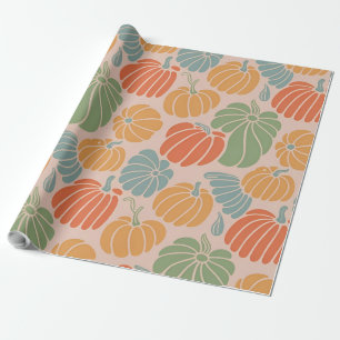 Autumn Pumpkin Wrapping Paper Pattern Fall Season