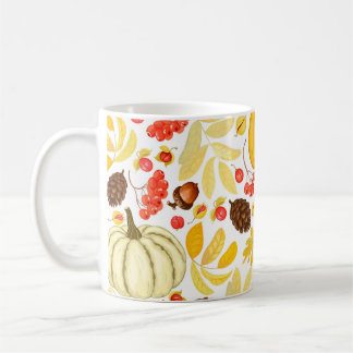 Autumn pumpkins, acorns, vintage background. coffee mug