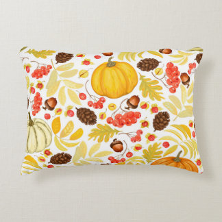 Autumn pumpkins, acorns, vintage background. decorative cushion