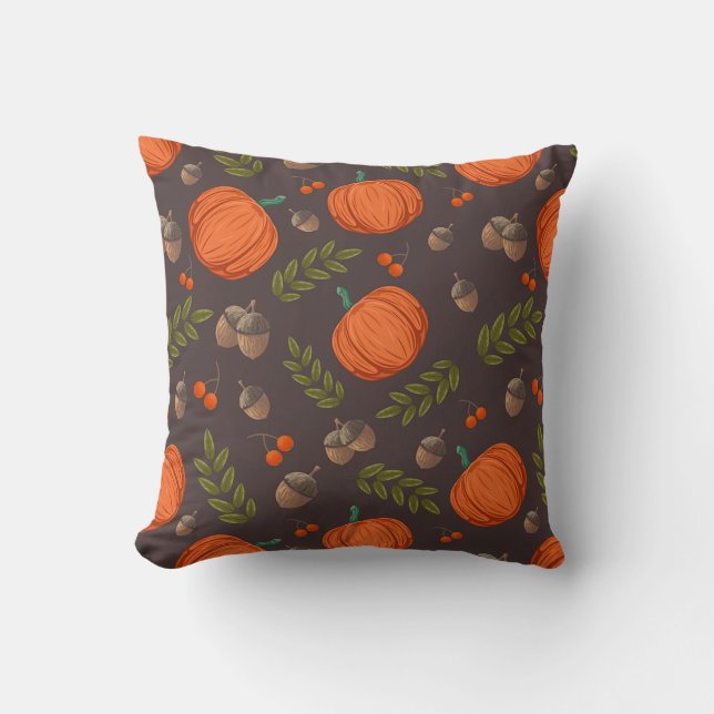 Autumn Pumpkins and Acorns Cushion (Front)