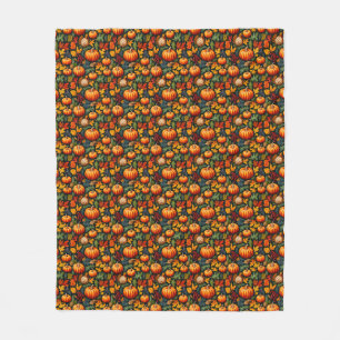 Autumn Pumpkins and Berries Fleece Blanket