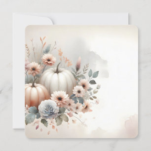 Autumn Pumpkins and Florals Fall Background Invitation