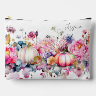 Autumn Pumpkins and Flowers Accessory Pouch
