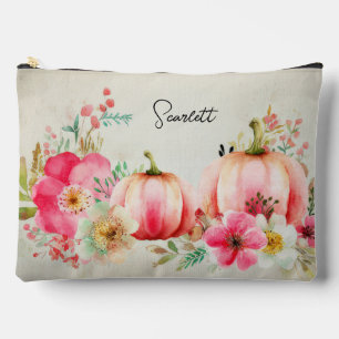 Autumn Pumpkins and Flowers Accessory Pouch