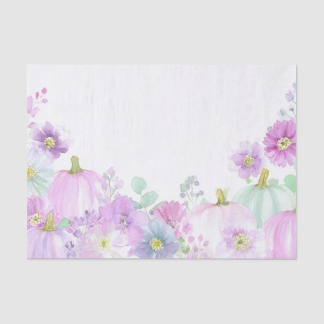 Autumn Pumpkins and Flowers Fall Decoupage Tissue Paper (Front)