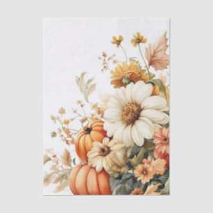 Autumn Pumpkins and Flowers Fall Pattern Decoupage Tissue Paper
