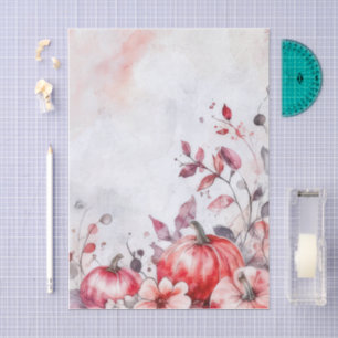 Autumn Pumpkins and Flowers Fall Pattern Decoupage Tissue Paper