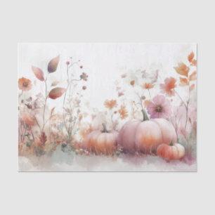 Autumn Pumpkins and Flowers Fall Pattern Decoupage Tissue Paper