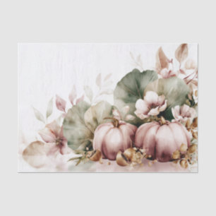 Autumn Pumpkins and Flowers Fall Pattern Decoupage Tissue Paper