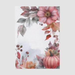 Autumn Pumpkins and Flowers Fall Pattern Decoupage Tissue Paper