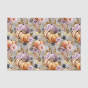 Autumn Pumpkins and Flowers Fall Pattern Decoupage Tissue Paper